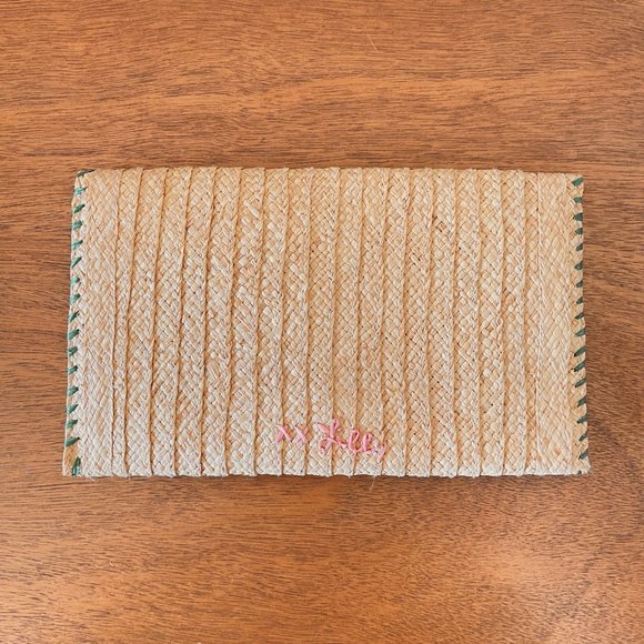 New Lilly Pulitzer Clutch Bag Caliente Straw Beaded Embellished Flowers Straw - Picture 4 of 8